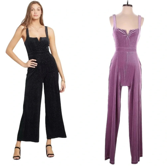 NWT L*Space Wide Leg Vera Ribbed Jumpsuit Coverup in Iris Size Small - Picture 1 of 11